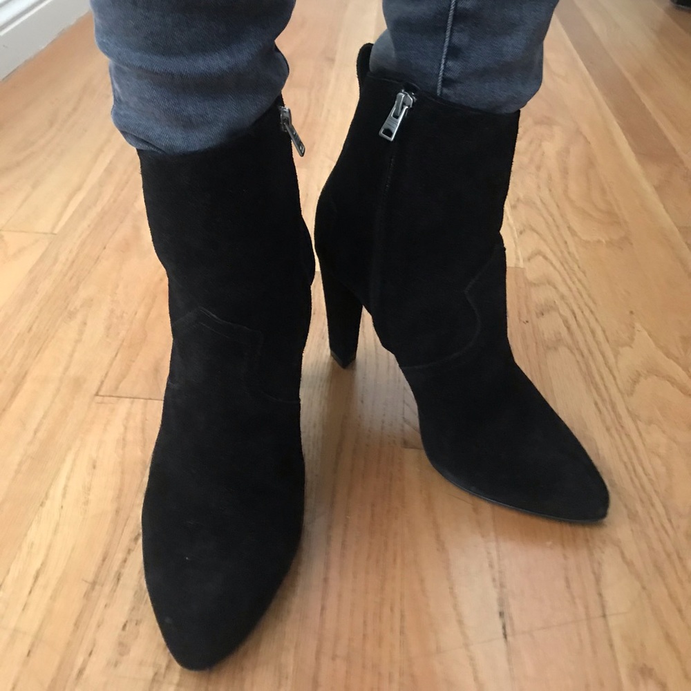 💯AllSaints Madlyn Black Suede Ankle Boots